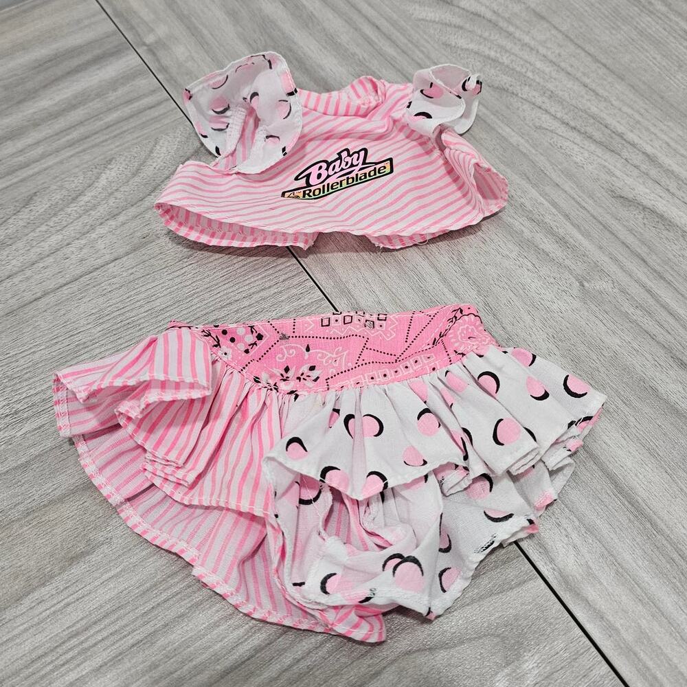 Mattel Baby Rollerblade Clothes ONLY TOP SKIRT pink white vintage doll